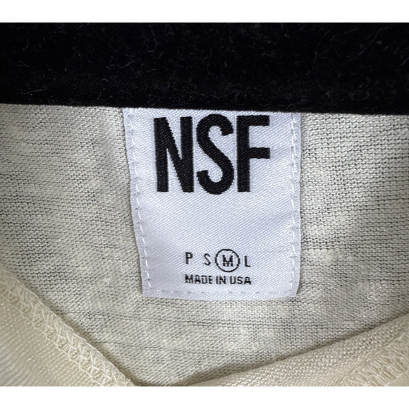 NSF Women's Linen Ivory Long Sleeve Stretch Knit‎ Tee Shirt Top Size Medium - Picture 4 of 5